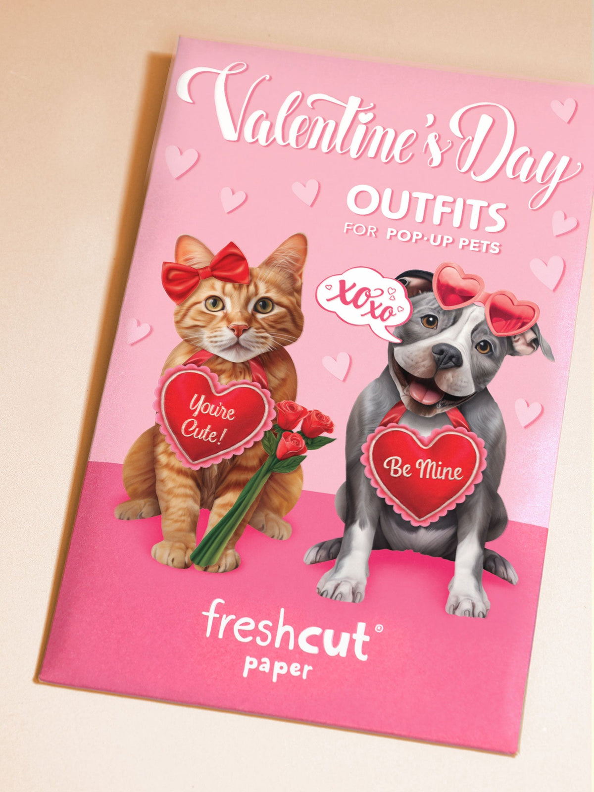 Valentine's Day Brown Tabby Cat Pop-Up Card