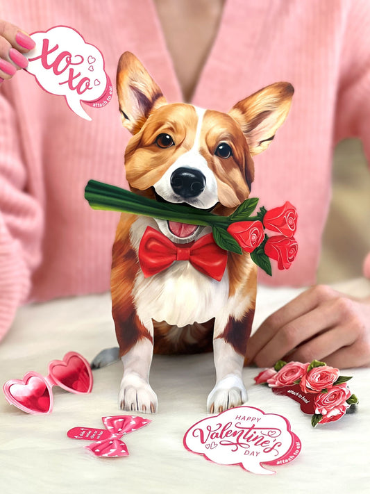 Valentine's Day Corgi Pop-Up Card