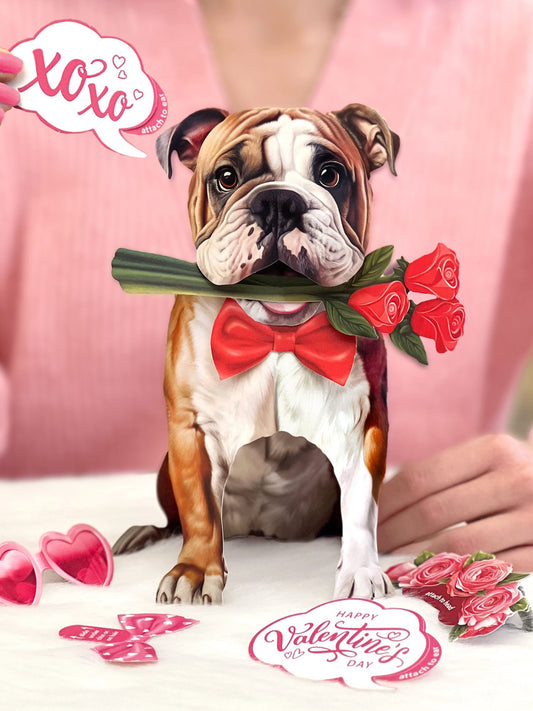Valentine's Day English Bulldog Pop-Up Card