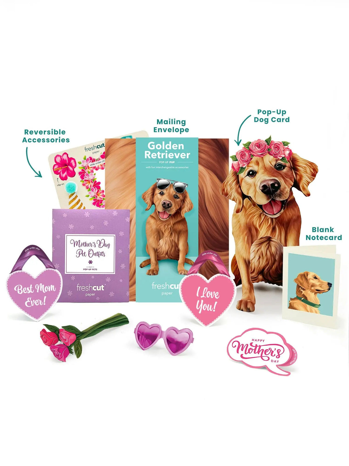Mother's Day Golden Retriever Pop-Up Card