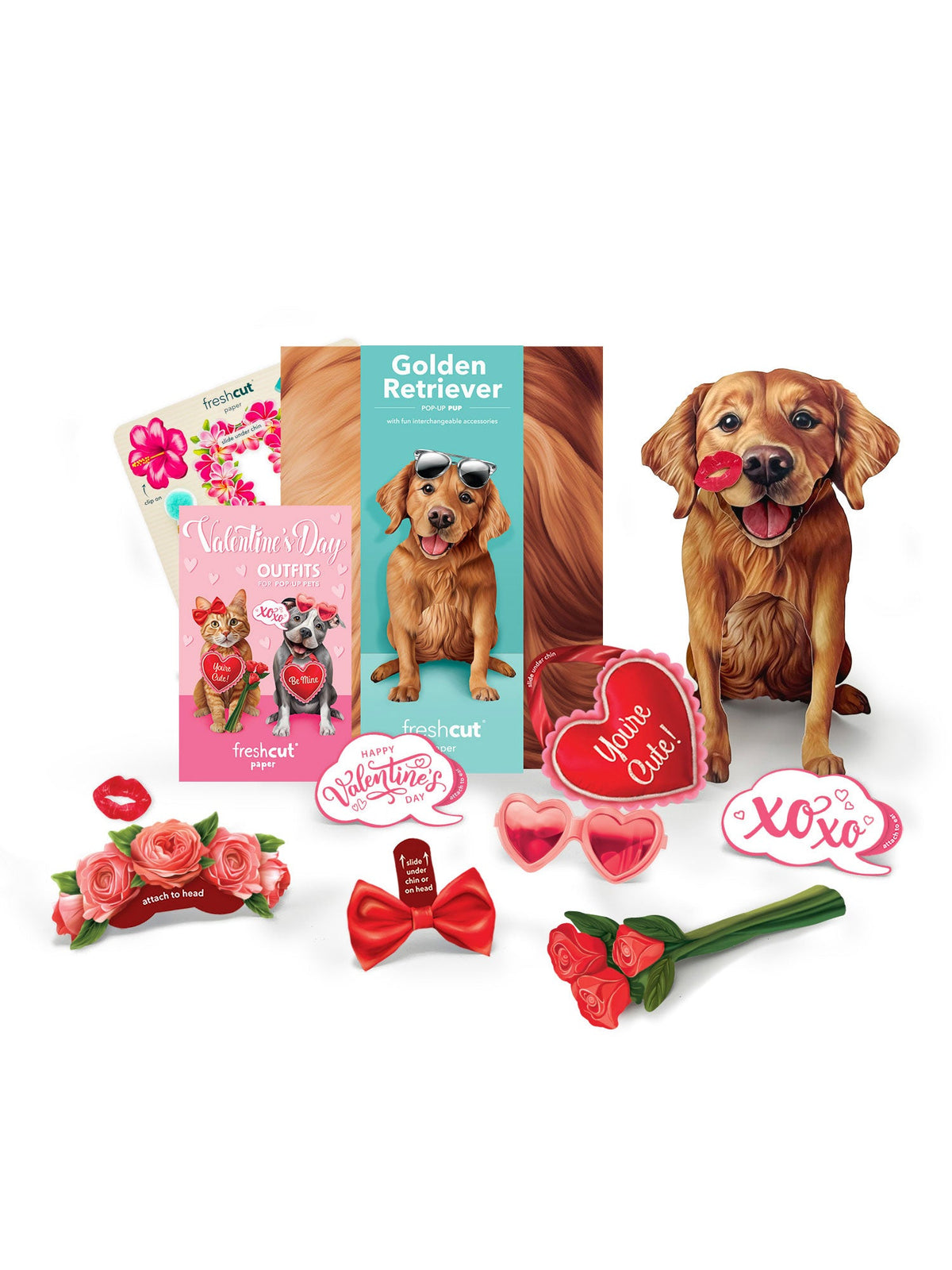 Valentine's Day Golden Retriever Pop-Up Card