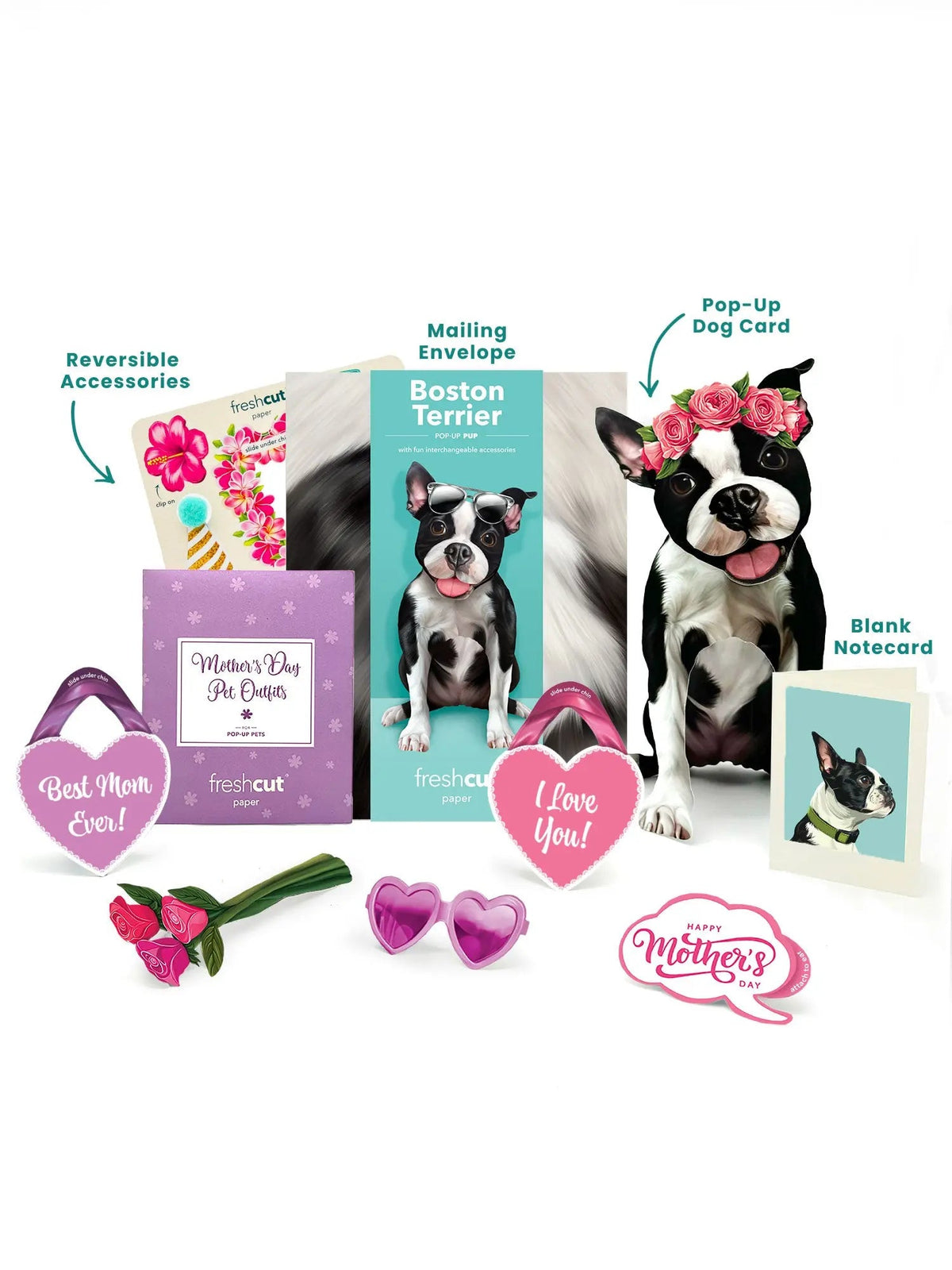 Mother's Day Boston Terrier Pop-Up Card