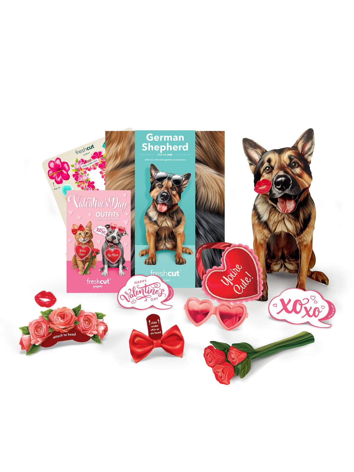 Valentine's Day German Shepherd Pop-Up Card
