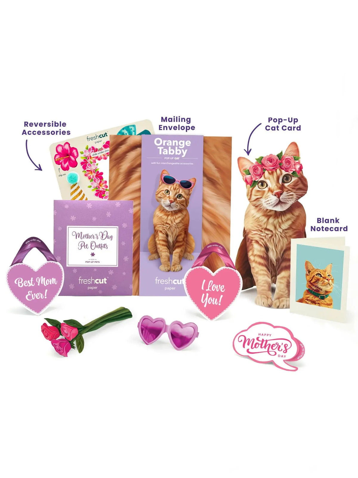 Mother's Day Orange Tabby Cat Pop-Up Card