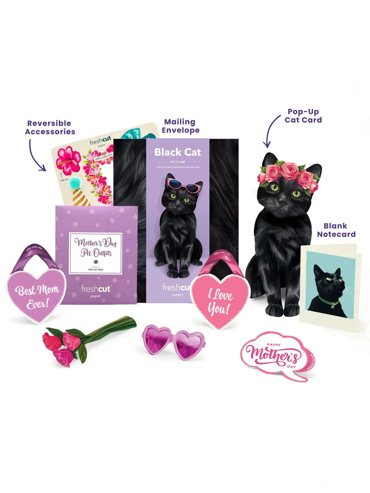 Mother's Day Black Cat Pop-Up Card