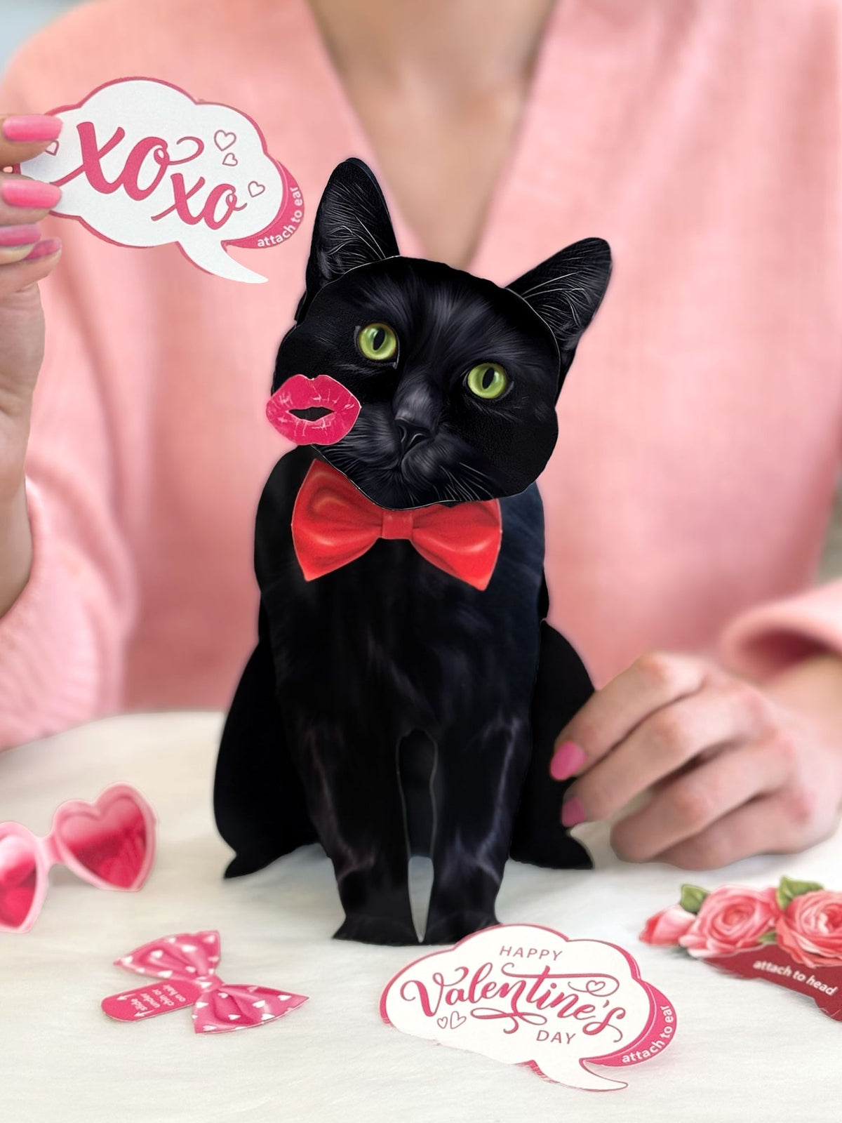 Valentine's Day Black Cat Pop-Up Card