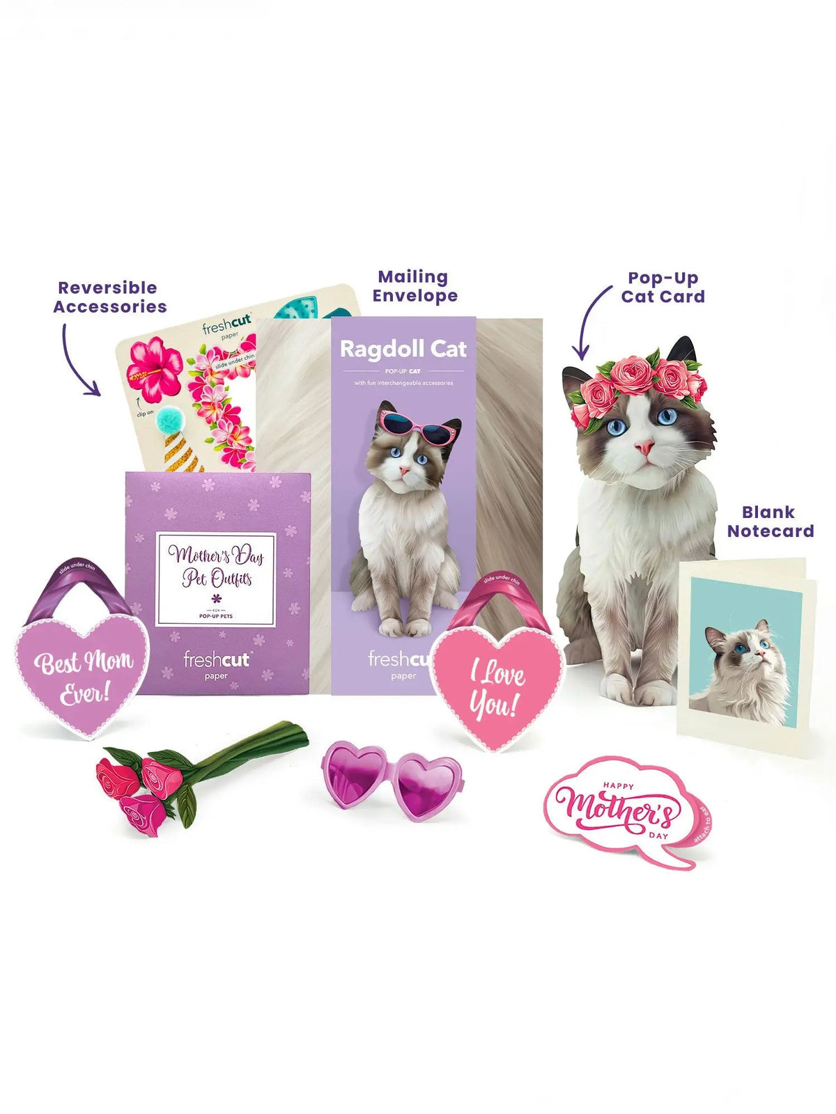 Mother's Day Ragdoll Cat Pop-Up Card