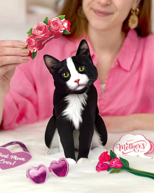 Mother's Day Tuxedo Cat Pop-Up Card