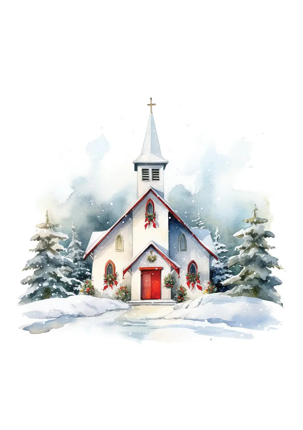 Snowy Church Card